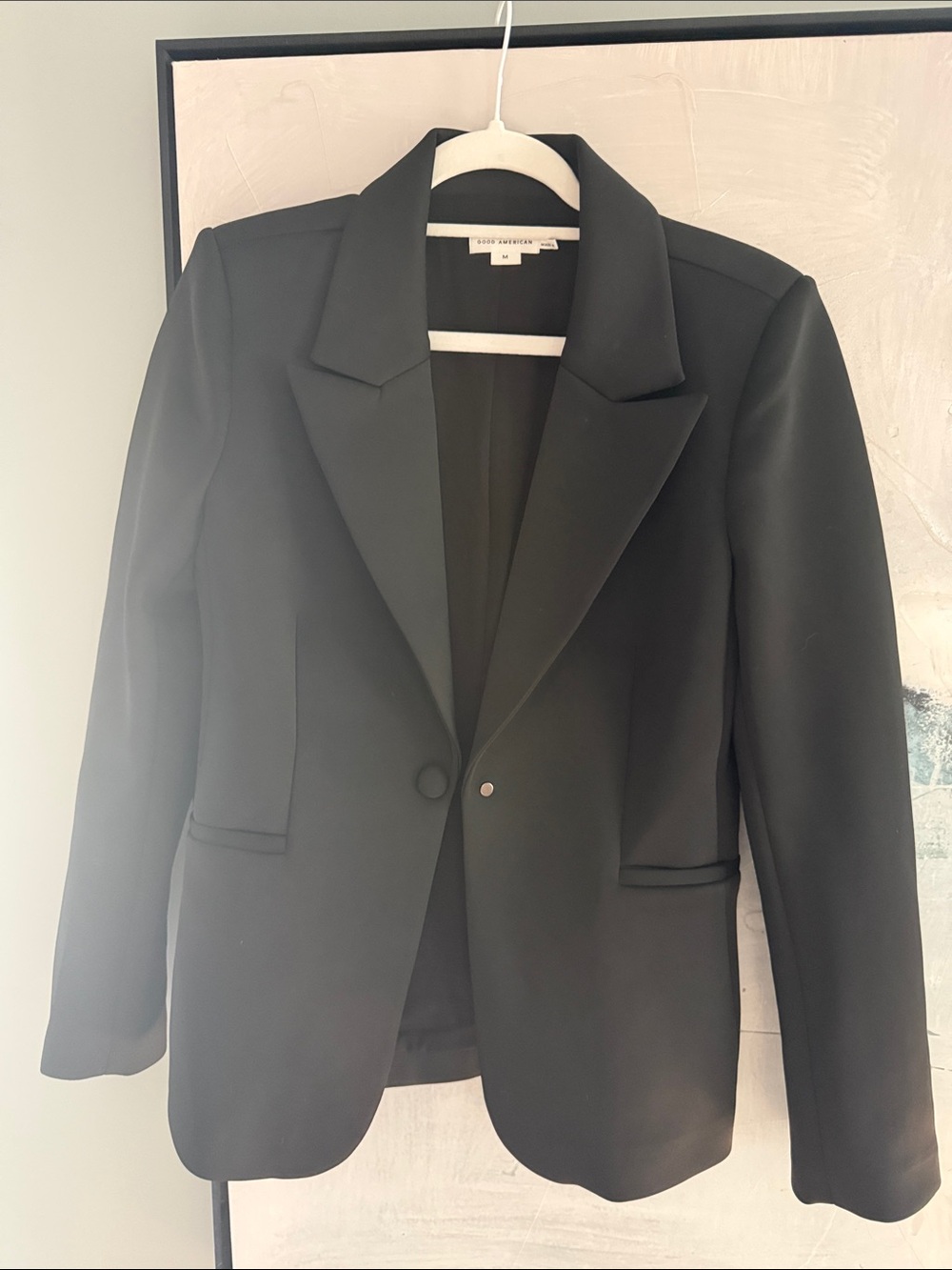 Good American Black Single-Button Tailored Blazer size medium